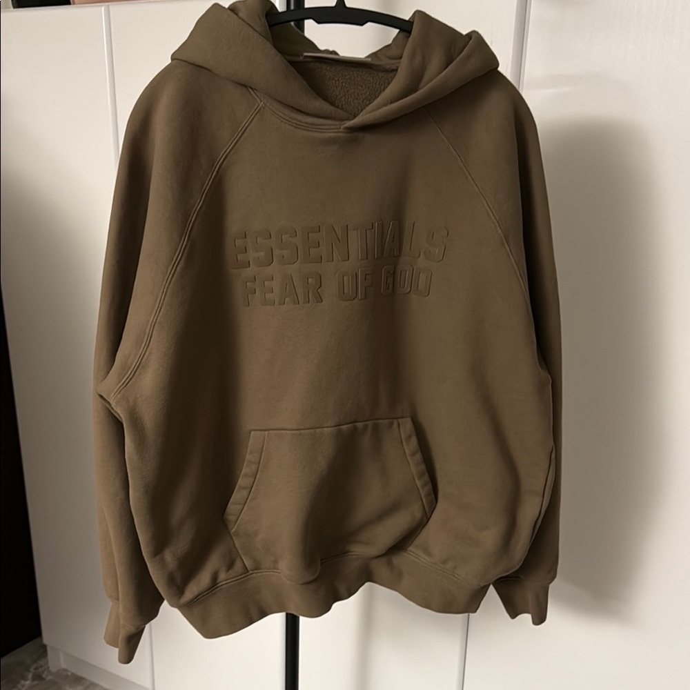 Essentials Brown Fear of God Hoodie Relaxed Fit Pullover Authentic
